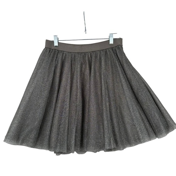 LC Lauren Conrad Dresses & Skirts - LC Lauren Conrad Metallic‎ Tulle Skirt Silver Gunmetal Pleated Shimmer Med Luxe